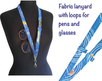Pen Lanyard, Glasses Chain, Pen Holder, Blue Planet Space themed Neck Strap, Solar System Gift, Primary School Teacher Gift