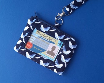 Wallet Lanyard, ID Card Holder, Teacher Gift, Origami Bird, Key Chain Pouch, Bus Pass Purse, Mother's Day Gift