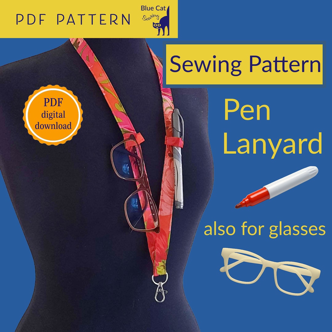 Pen Lanyard Sewing Pattern: PDF Download for Glasses Holder - Etsy