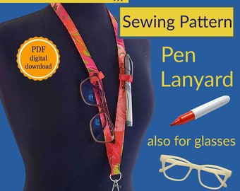 Pen Lanyard Sewing Pattern: PDF download for Glasses Holder
