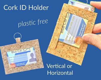 Natural Cork ID Card holder: Plastic Free, Clip to a Lanyard