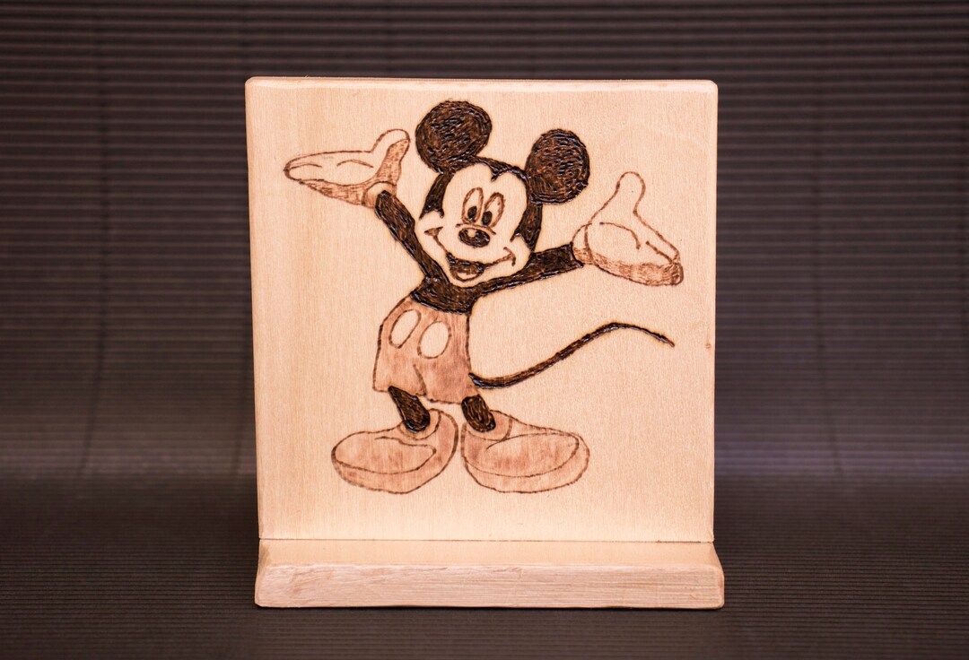 Pyrography Mice Pyrography (by Hand) on Wood - Mickey Mouse - Handmade - Etsy UK