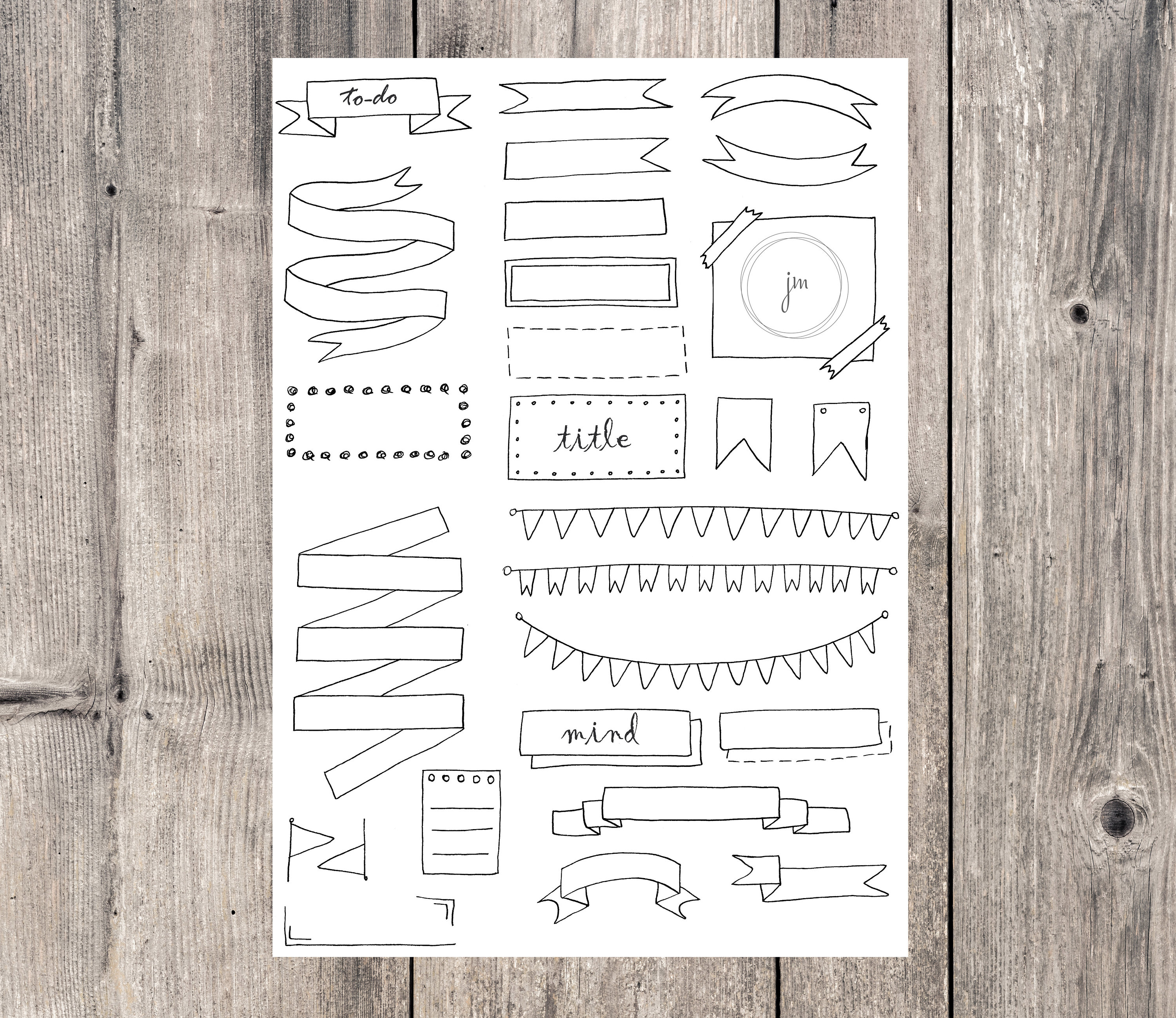 Bullet Journal Planner Banner Header Printable Stickers - Etsy Polska