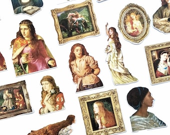 The PRE-RAPHAELITE Brotherhood ~ Stickers ~ Classical Art Stationery ~ Vintage Journaling ~ 32 Handmade Art Stickers