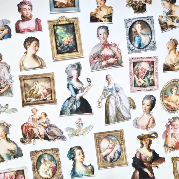 ROCOCO Stickers ~ Classical Art Stationery - 18th Century Art ~ Marie Antoinette Aesthetic ~ 33 Pieces