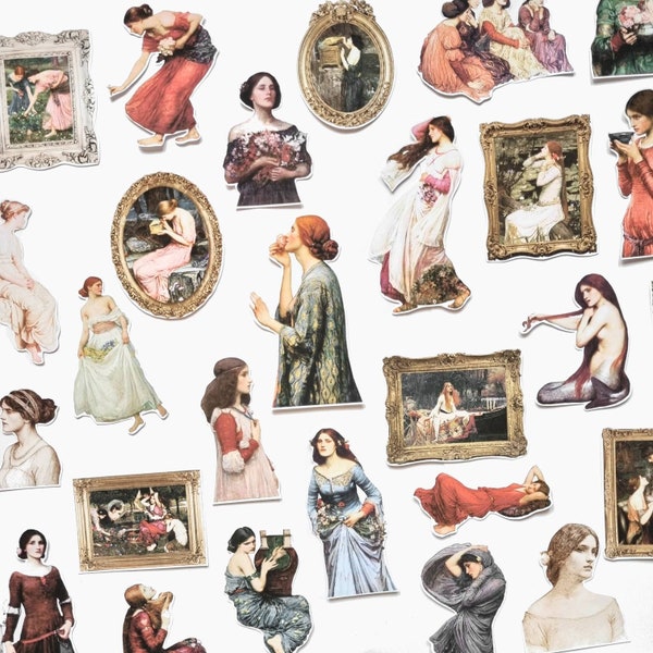 John William WATERHOUSE ~ Stickers ~ Classical Art Stationery ~ Pre Raphaelite Art ~ 32 Stickers