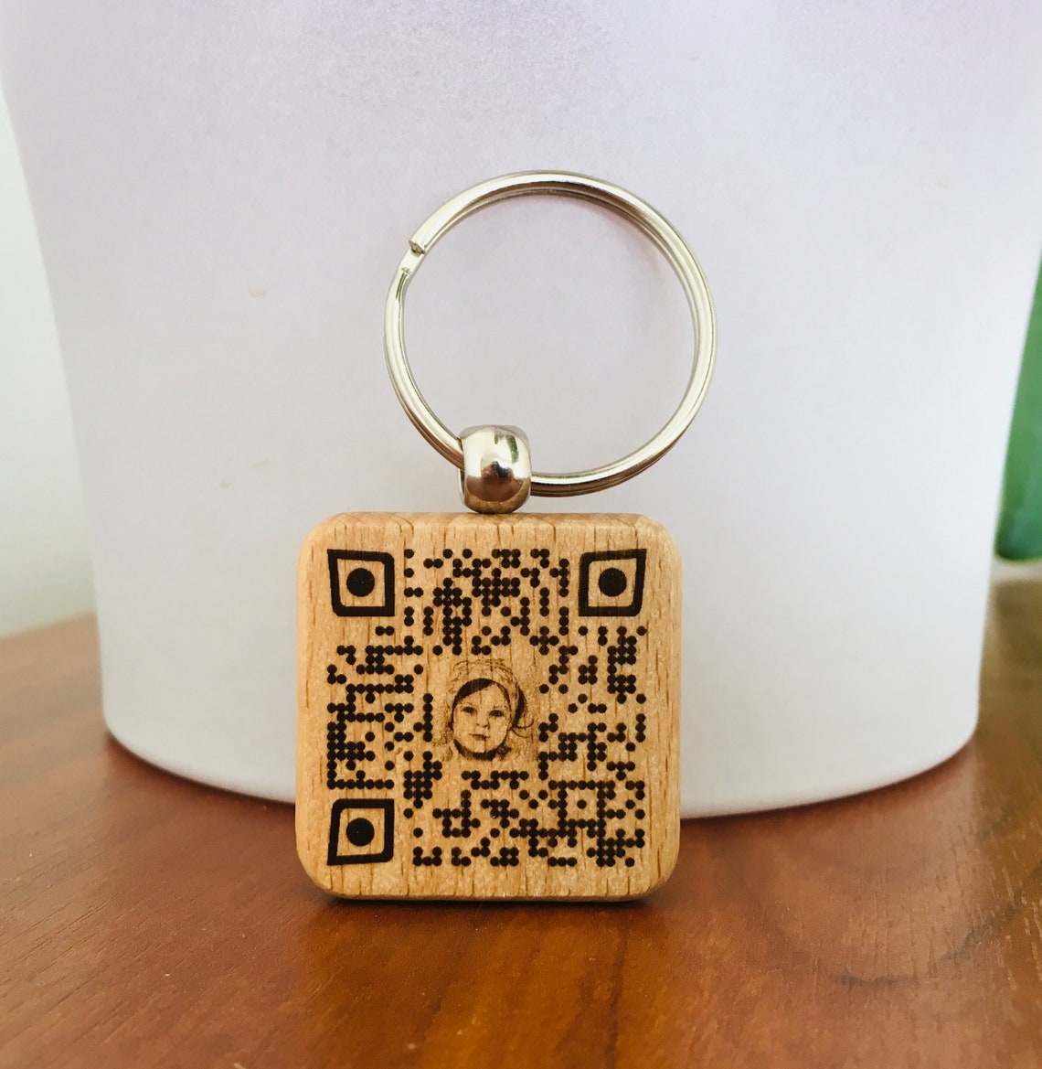 Custom QR Code Keychain Picture Keychain Engraved Keychain Etsy