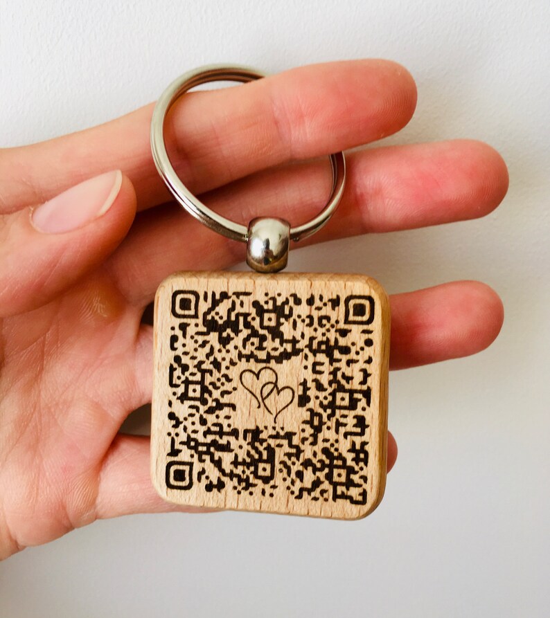 Custom QR Code Keychain Picture Keychain Engraved Keychain Etsy