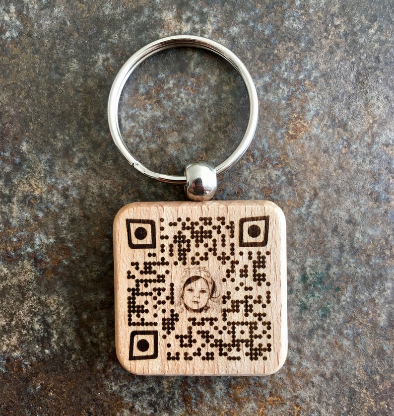 Custom QR Code Keychain Picture Keychain Engraved Keychain Etsy
