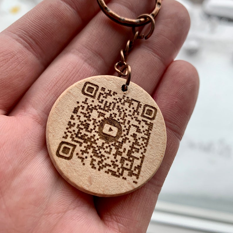 QR Code QR Code TikTok Keychain Keyring Wooden Keychain Hidden | Etsy