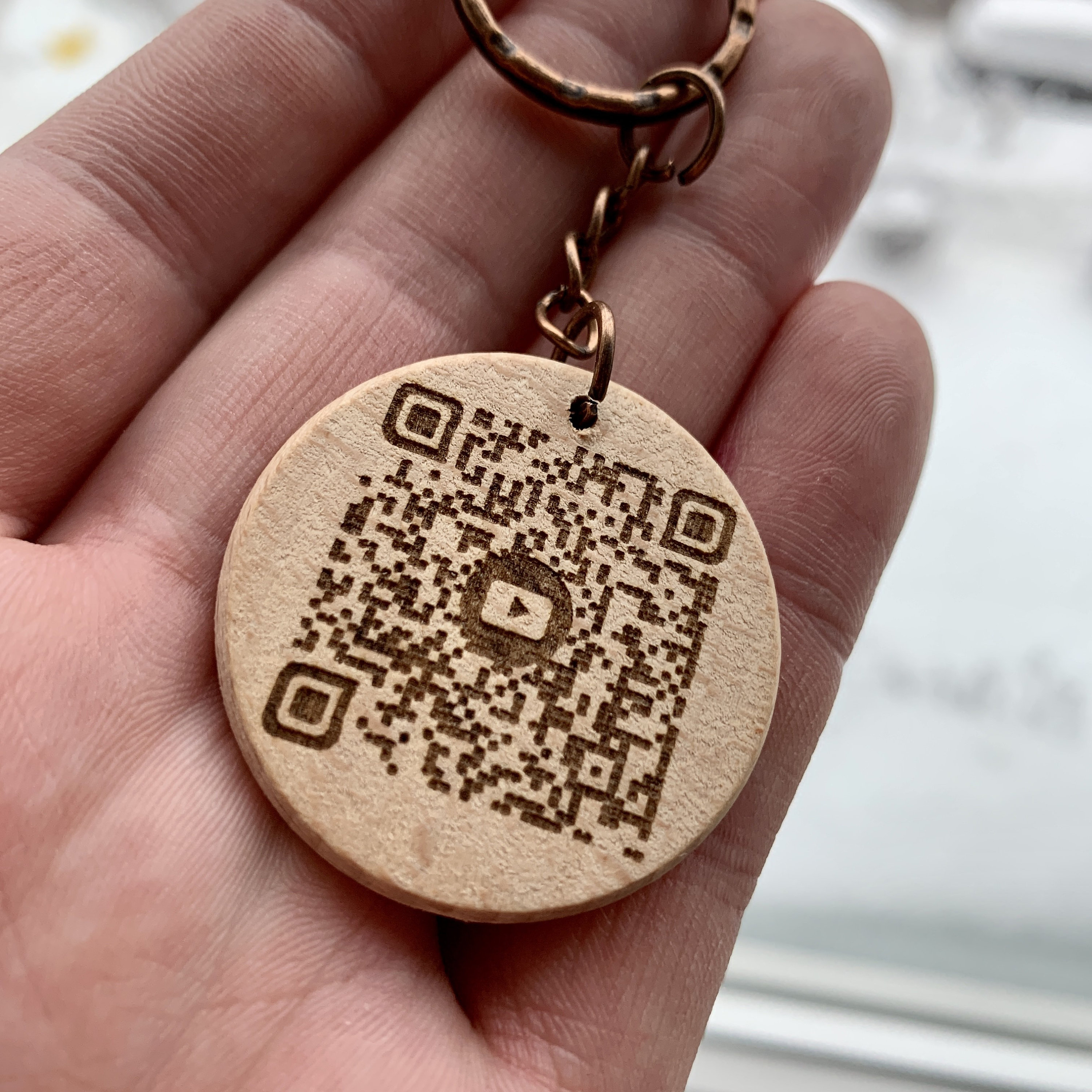 QR code QR code TikTok Sleutelhanger Sleutelhanger Houten Etsy