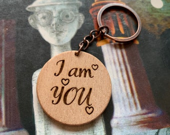 Engraved Keychain, Anniversary Gift, Gift For Him, Gift For Her, Wooden Keychain