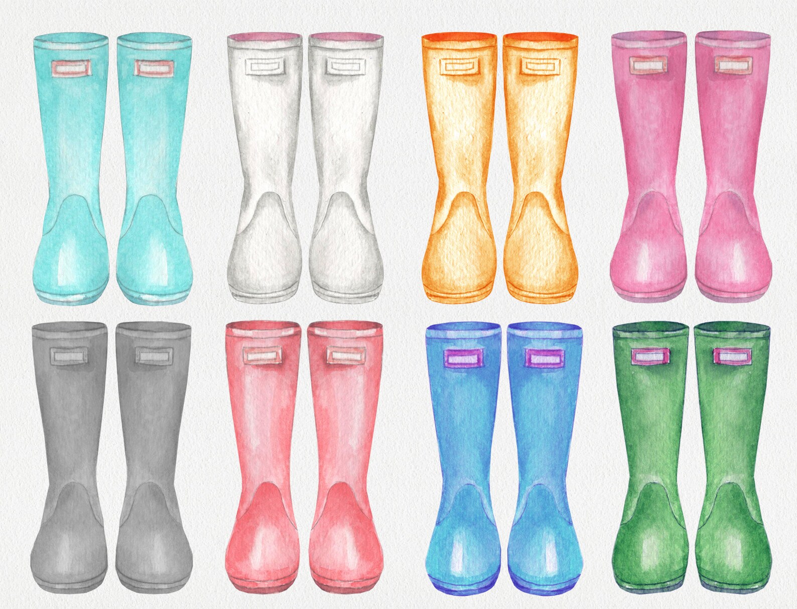 Watercolor Wellies boots clipart for her. Watercolor Rain Etsy