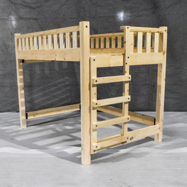 Unfinished Farmhouse Loft Bed - Solid Wood/Handcrafted in the Midwest/Free Shipping/Queen