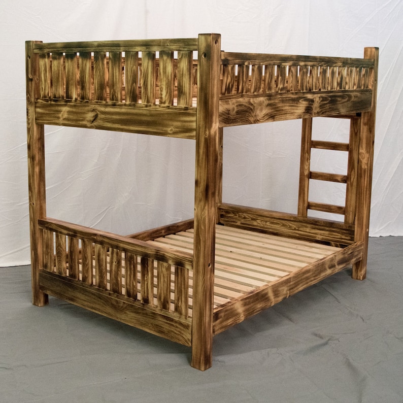 Torched Farmhouse Bunk Bed / Traditional Bunk Bed / Wood Bunk Bed / Modern / Urban / Cottage Bunk Bed image 2