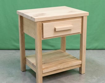 Solid Wood Handmade Nightstand ~ 1 Dovetail Drawer | Unfinished | Amish Made in USA | DIY | Midwest Farmhouse Furniture