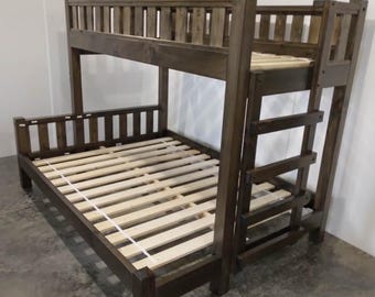 Rustic Solid Wood Bunk Bed ~ Twin XL over Queen ~ Amish Handcrafted in USA | Modern Bed Frame | Midwest Farmhouse Furniture