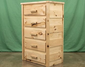 Solid Wood Unfinished Dresser ~ 5 Dovetail Drawers | Amish Handcrafted in USA | DIY | Midwest Farmhouse Furniture