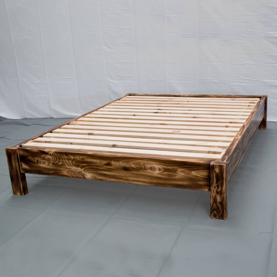 Torched Farmhouse Platform Bed / Traditional Platform Frame / Solid