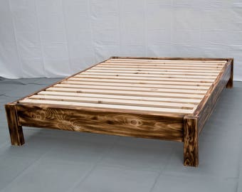 Torched Farmhouse Platform Bed Frame - Solid Wood/Handcrafted in the Midwest/Free Shipping/Twin