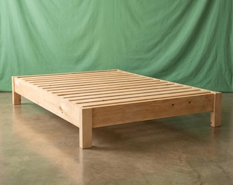 Solid Wood Platform Bed Frame ~ Queen ~ Unfinished | Amish Handcrafted in USA | Minimalist DIY | Midwest Farmhouse Furniture