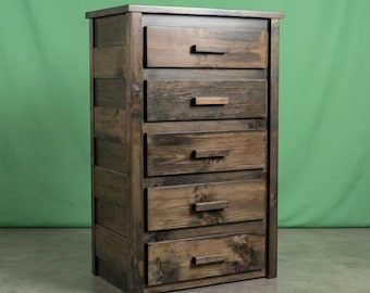 Rustic Solid Wood Dresser ~ 5 Dovetail Drawers | Amish Handcrafted in USA | Modern | Midwest Farmhouse Furniture