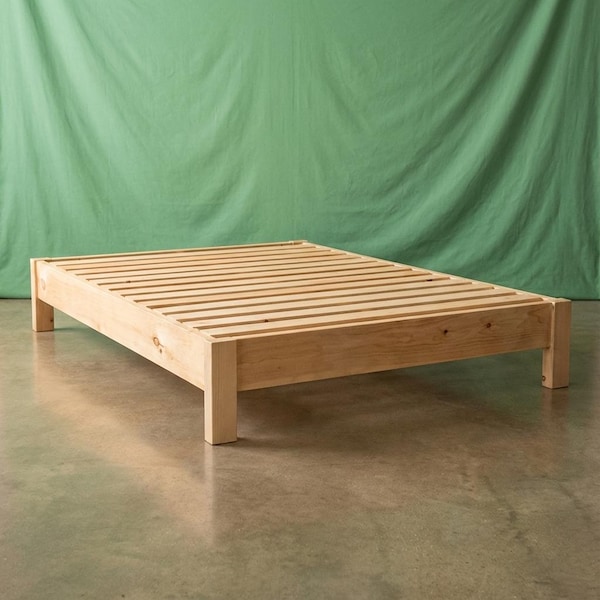 Solid Wood Platform Bed Frame ~ Full ~ Unfinished | Amish Handcrafted in USA | Minimalist DIY | Midwest Farmhouse