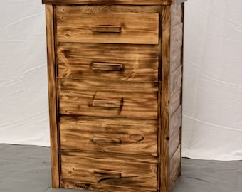 Torched Farmhouse 5 Drawer Dresser / Wood Dresser / Modern / Urban / Cottage Dresser