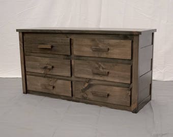 Rustic Farmhouse 6 Drawer Dresser / Solid Wood Dresser / Modern / Urban / Cottage Dresser