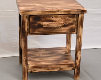 Torched Farmhouse Nightstand / Solid Wood Nightstand / Modern / Urban / Cottage Nightstand