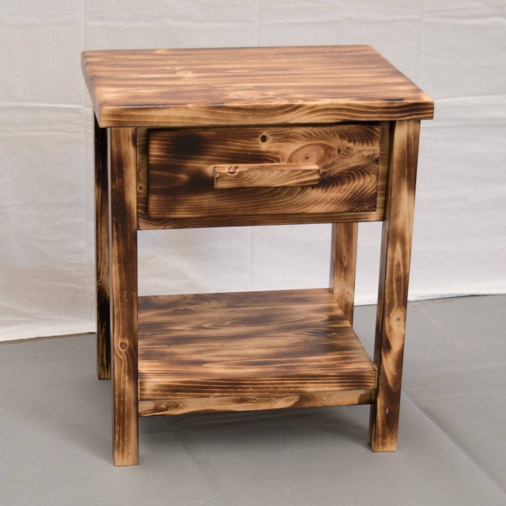 Torched Farmhouse Nightstand / Wood Reclaimed Nightstand / Etsy