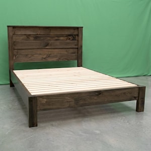 Rustic Platform Bed Frame with Headboard ~ Full ~ Amish Handcrafted in USA | Solid Wood | Modern | Midwest Farmhouse Furniture