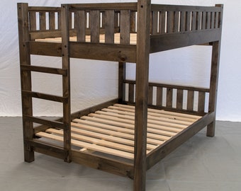 Rustic Farmhouse Bunk Bed / End to end Platform & Ladder/ Traditional Bunk Bed / Wood Reclaimed Bunk Bed / Modern / Urban / Cottage Bunk Bed