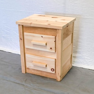 Unfinished Farmhouse 2 Drawer Nightstand - Dovetail/Solid Wood/Handcrafted in the Midwest/Free Shipping