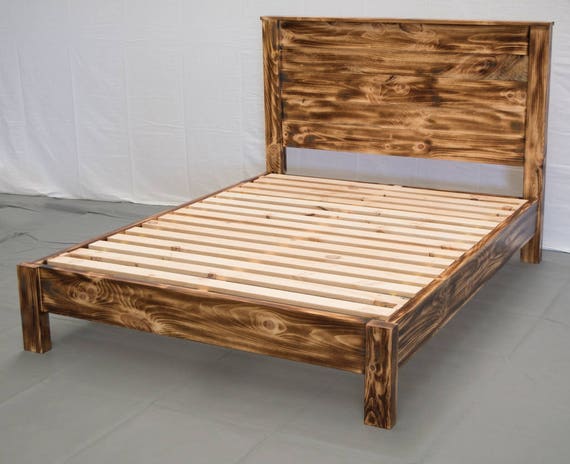 Torched wood bed frame deals