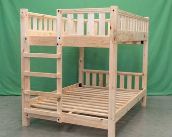 Handmade Bunk Bed ~ Twin ~ Unfinished | Solid Wood | Amish-Made in USA | Midwest Farmhouse Furniture