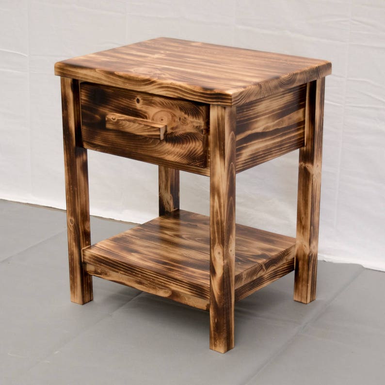 Torched Farmhouse Nightstand / Wood Reclaimed Nightstand / Etsy