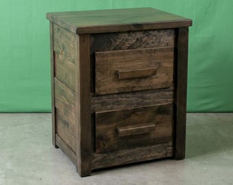 Rustic Solid Wood Nightstand ~ 2 Dovetail Drawers | Amish Handcrafted in USA | Modern | Midwest Farmhouse Furniture