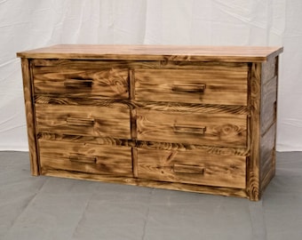 Torched Farmhouse 6 Drawer Dresser / Wood Reclaimed Dresser / Modern / Urban / Cottage Dresser