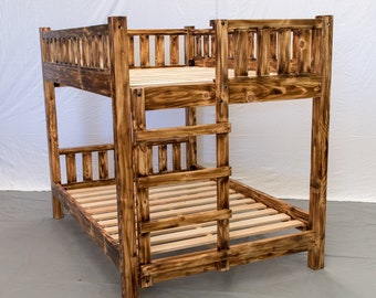 Torched Farmhouse Bunk Bed / Traditional Bunk Bed / Wood Reclaimed Bunk Bed / Modern / Urban / Cottage Bunk Bed