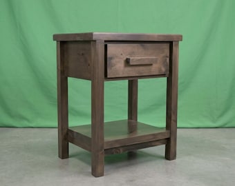 Rustic Solid Wood Nightstand ~ 1 Dovetail Drawer | Amish Handcrafted in USA | Modern | Midwest Farmhouse Furniture