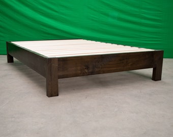 Rustic Platform Bed Frame ~ Queen ~ Amish Handcrafted in USA | Solid Wood | Modern | Midwest Farmhouse Furniture