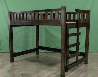 Rustic Solid Wood Loft Bed ~ Full ~ Amish Handcrafted in USA | Modern | Midwest Farmhouse Furniture