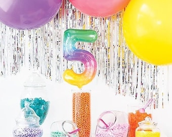 Number 3 Jelli Ombré 16” Balloon Birthday Party Decorations Rainbow