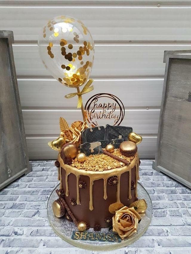 Gold Confetti Balloon Cake Topper Cake Decoration Birthday Anniversary, 