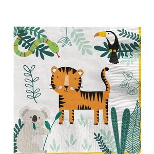 Get Wild Safari Party Lunch Napkins Tableware, Serviette Tropical Animal 1st birthday paper napkins kids decorations decor