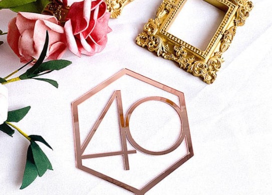 Rose Gold Cake Topper Birthday Party Decoration Numbers Age 18 21 30 40 ...