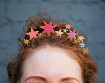 Pink Gold Stars Headband Hair Accessory Fun Props Decorations New Year party Decor Hairband Adult Tree Antlers