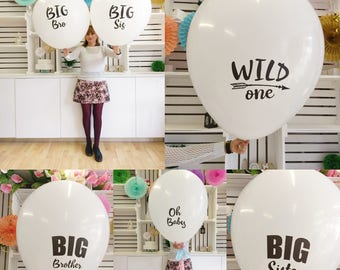 Big Sister, Big Sis, Big Bro, Giant Balloon Baby Shower | Gender Reveal Balloons | Oh baby, Wild One, Big Brother 3 ft 36 in, Coral, Gift