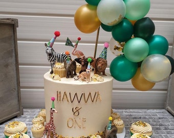 Balloon Cake Topper 5" Mini Bunting Banner Garland Party Birthday Baby Safari Tropical Jungle Animal One Arch Straw Mint Green Gold Confetti